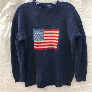 Ralph Lauren Polo VTG American flag sweater Med